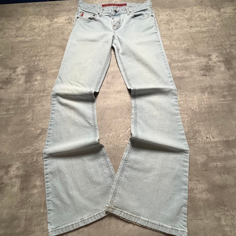 Boot Cut Jeans Womens 7 Blue Excellent Y2K Low Waisted Flared Light Wash
